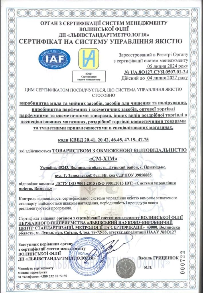 ISO 9001:2015 certificate SM-HIM LLC quality management system
