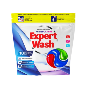 Expert Wash universal laundry capsules Mountain Fresh zip pouch packaging