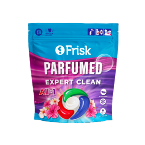 Frisk perfumed laundry capsules Expert Clean zip pouch packaging